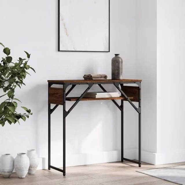 Berkfield Home Console Table with Shelf, Brown Oak, W/D/H: 75 x 30 x 75 cm – 1