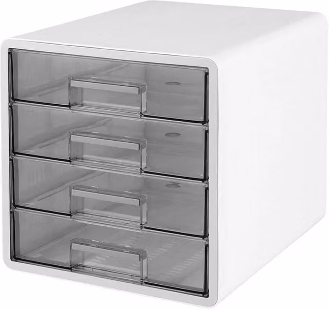 KORVIXA 4 Tier Multi-Compartment Storage Drawer Box for Home or Office, White, W/D/H: 100 x 100 x 100 cm – 1
