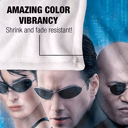 Warner Bros. The Matrix Code Poster Super Soft Silky Touch Fleece Throw Blanket, Multicolour and Blue, W: 91.44 cm x L: 147.32 cm – 3