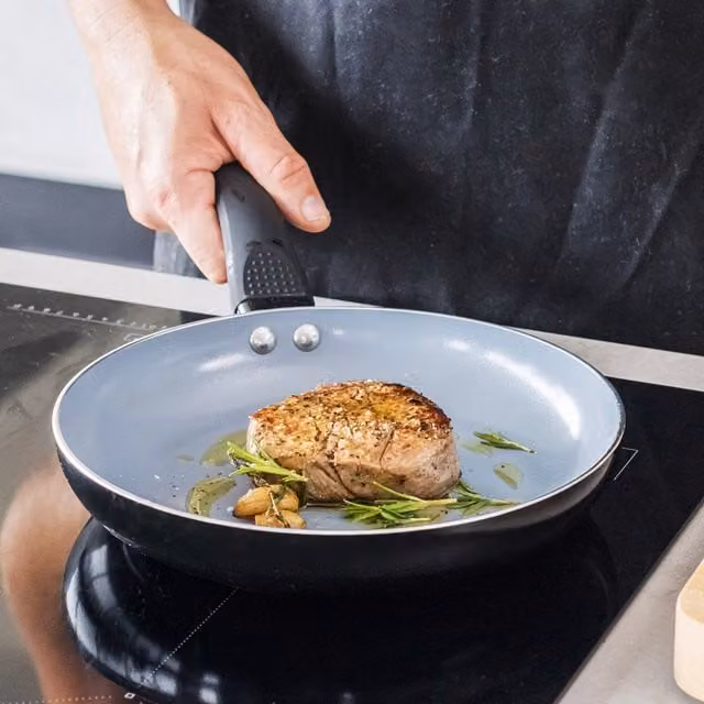 MasterClass Ceramic Non-Stick Frying Pan, 24cm, Black or Grey