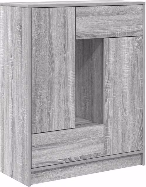 Berkfield Home Modern Sideboard with Drawers and Doors in Grey Sonoma, W/D/H: 73 x 31 x 90 cm