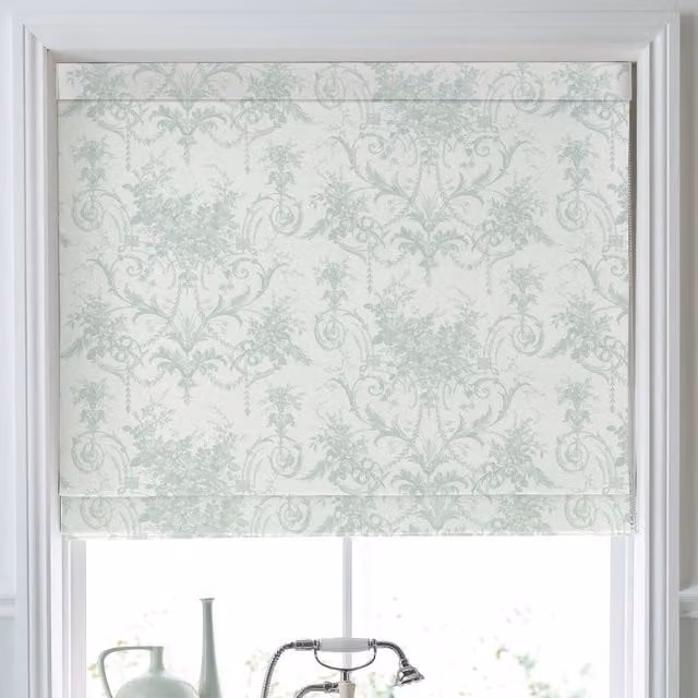 Laura Ashley Tulleries Made To Measure Blackout Roman Blind in Duck Egg Blue