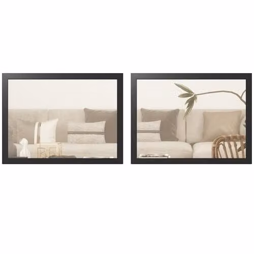 HOMCOM Set of 2 Modern Rectangular Wall Mirrors in Black, W: 40 cm, H: 30 cm