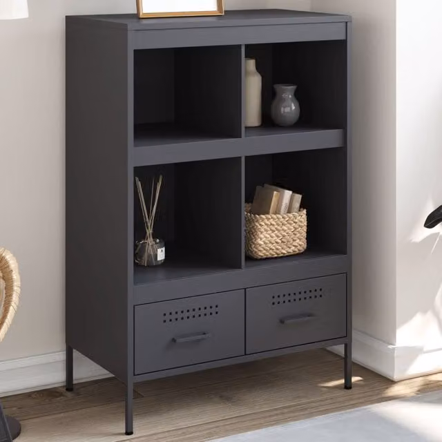 Berkfield Home Industrial Anthracite Metal Highboard, W/D/H: 68 x 39 x 101.5 cm – 1