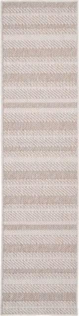 The Rug House Striped Looped Pile Scandinavian Rectangular Rug in Beige, W: 60 cm, L: 240 cm