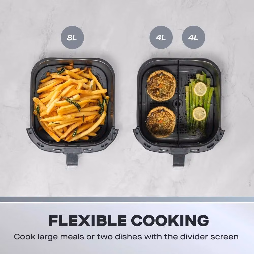 Daewoo 8 Litre Dual Zone Digital Air Fryer with Window and Divider in Black – 3