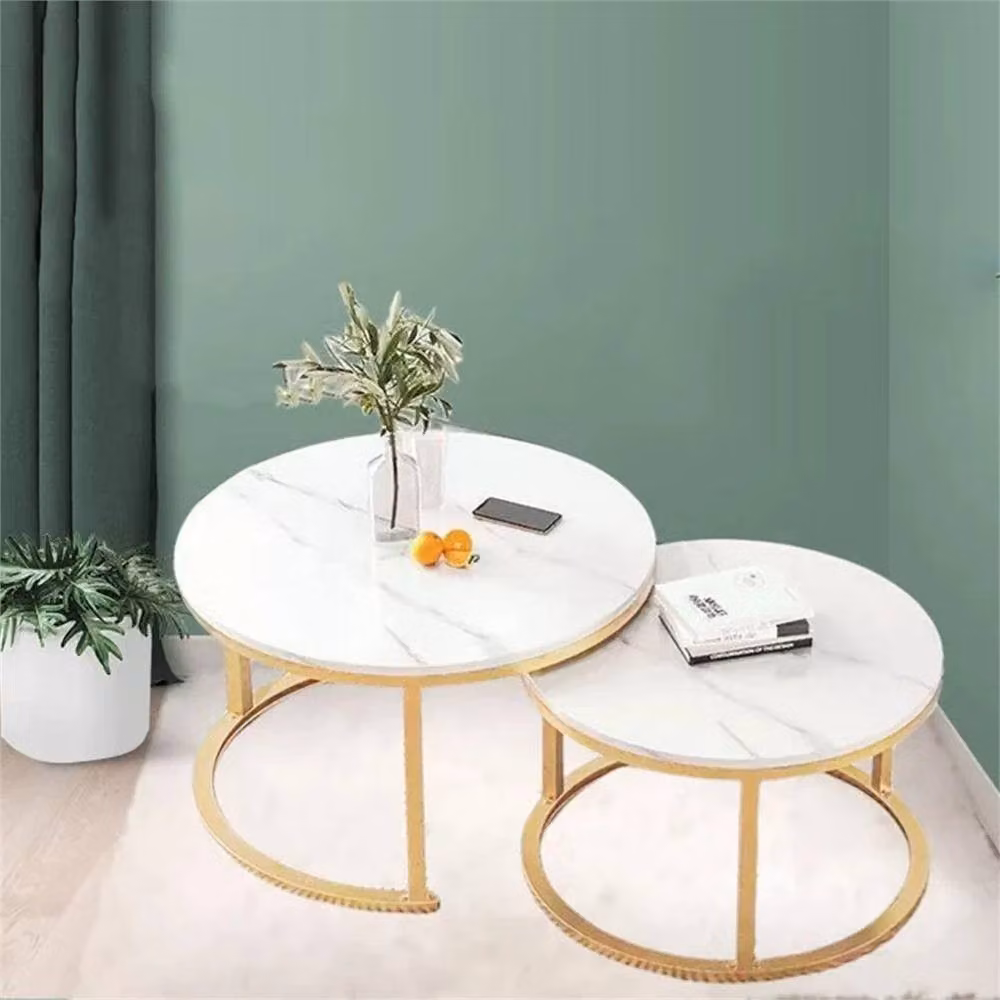 Nordara Set of 2 Round Nesting Coffee Tables in White and Multicolour – 3