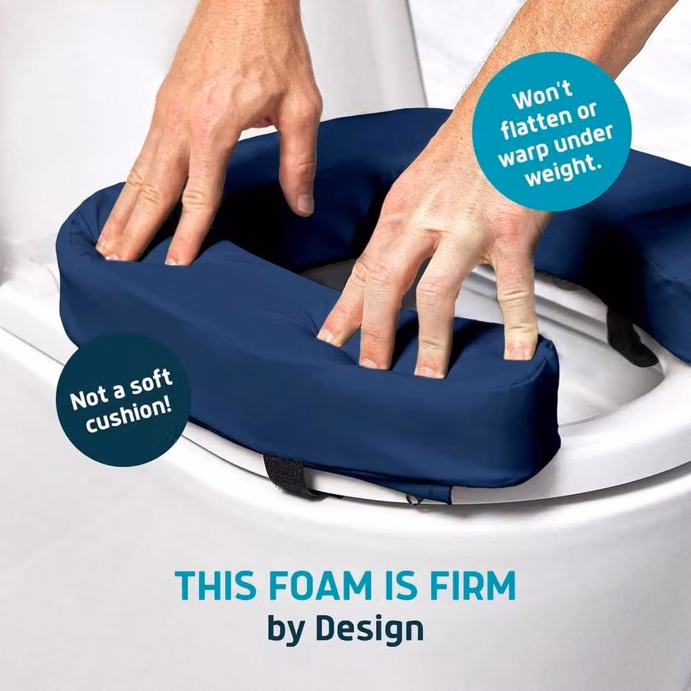 Hinsinc Padded Raised Toilet Seat Riser in Blue, 5 cm Thick, Width: 180 cm, Drop: 180 cm – 2