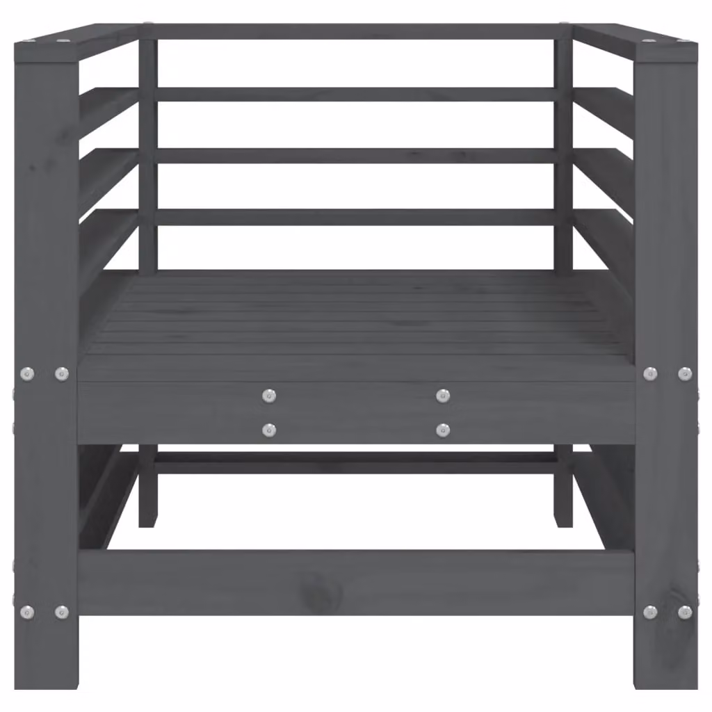 Berkfield Home Set of 2 Grey Rustic Pine Garden Chairs with Armrests – 4