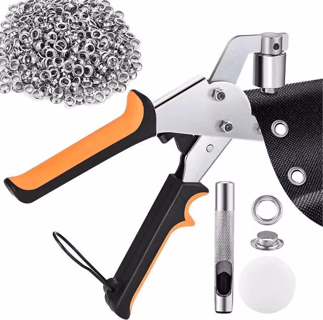 Nordara Eyelet Plier Punch Tool DIY Hole Maker Kit for Leather and Tarpaulin, Orange