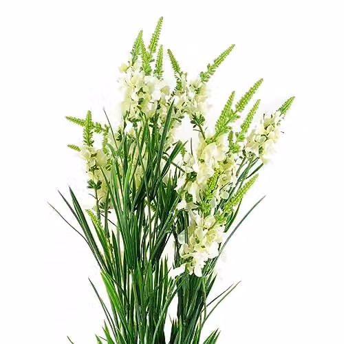 White Textile Larkspur Leaf Design Artificial Flowers