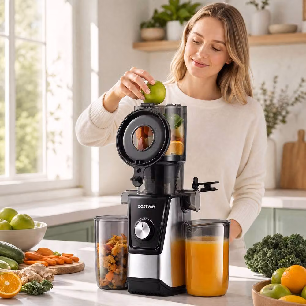 Costway Slow Juicer Machine with Dual Outlets in Black – 5