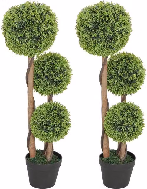 Kelvenix Set of 2 Green Artificial Tabletop Trees