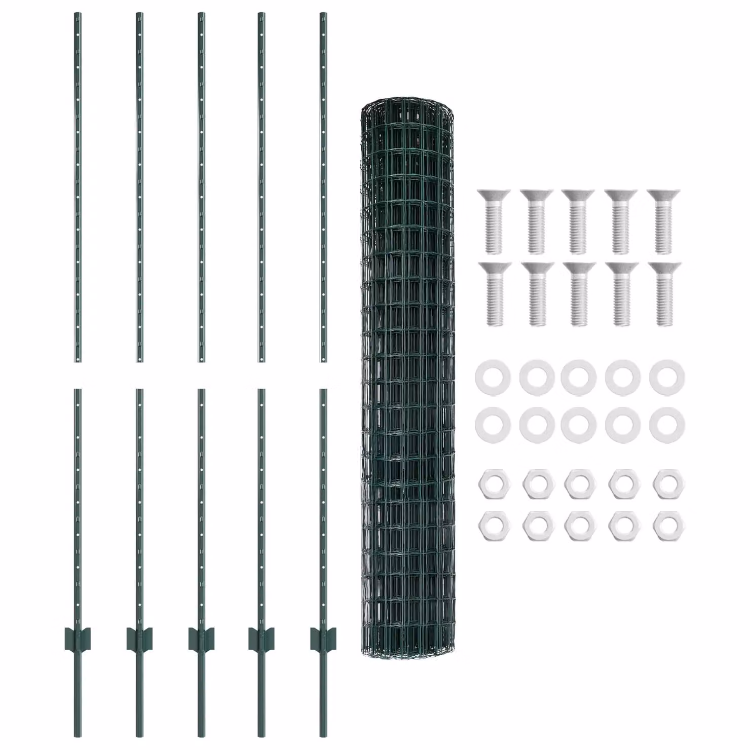 Berkfield Home Euro Fence Green Steel with 5 U Posts, 1.6 x 10 m – 3
