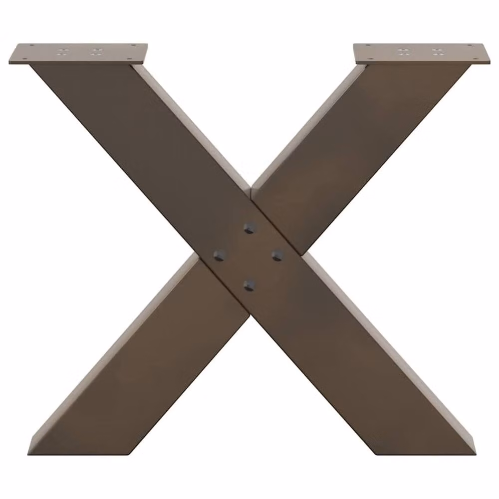 Berkfield Home X-Shaped Coffee Table Legs, 2 Pieces, Brown Steel, H: 60 cm, W: 42.5 cm, D: 42.5 cm – 3