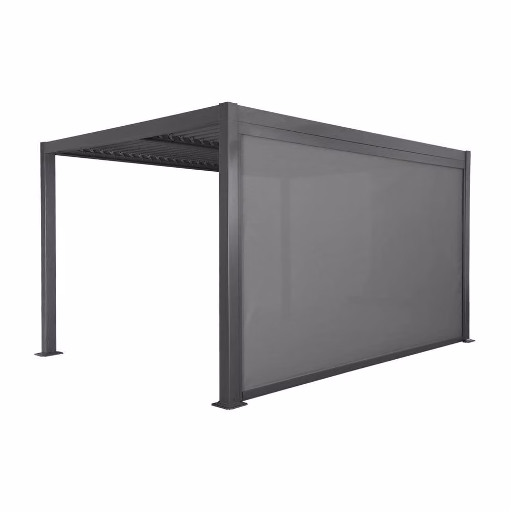 Sweekeet Louvered Pergola with 4m Blind in Dark Grey, W: 4 m, D: 3 m – 2