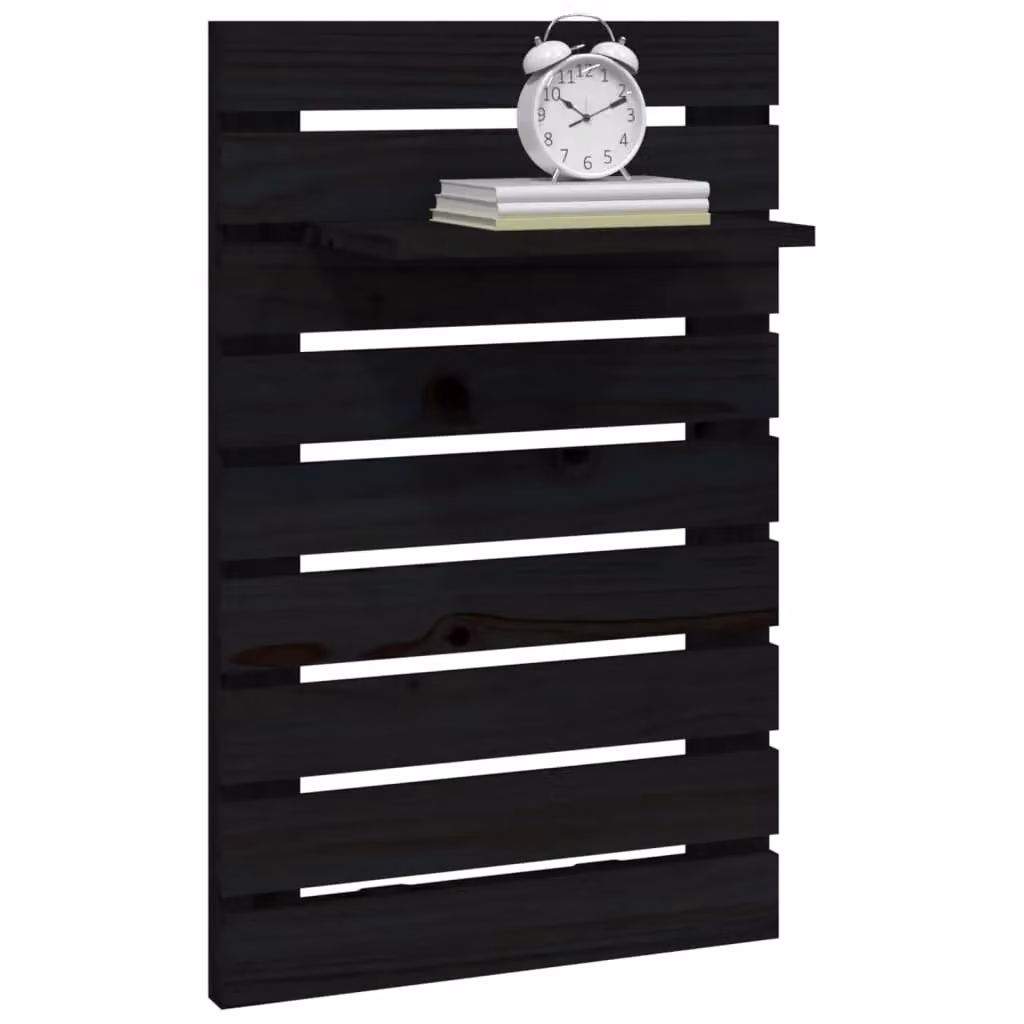 Berkfield Home Set of 2 Black Rustic Solid Pine Wall-Mounted Bedside Shelves – 4