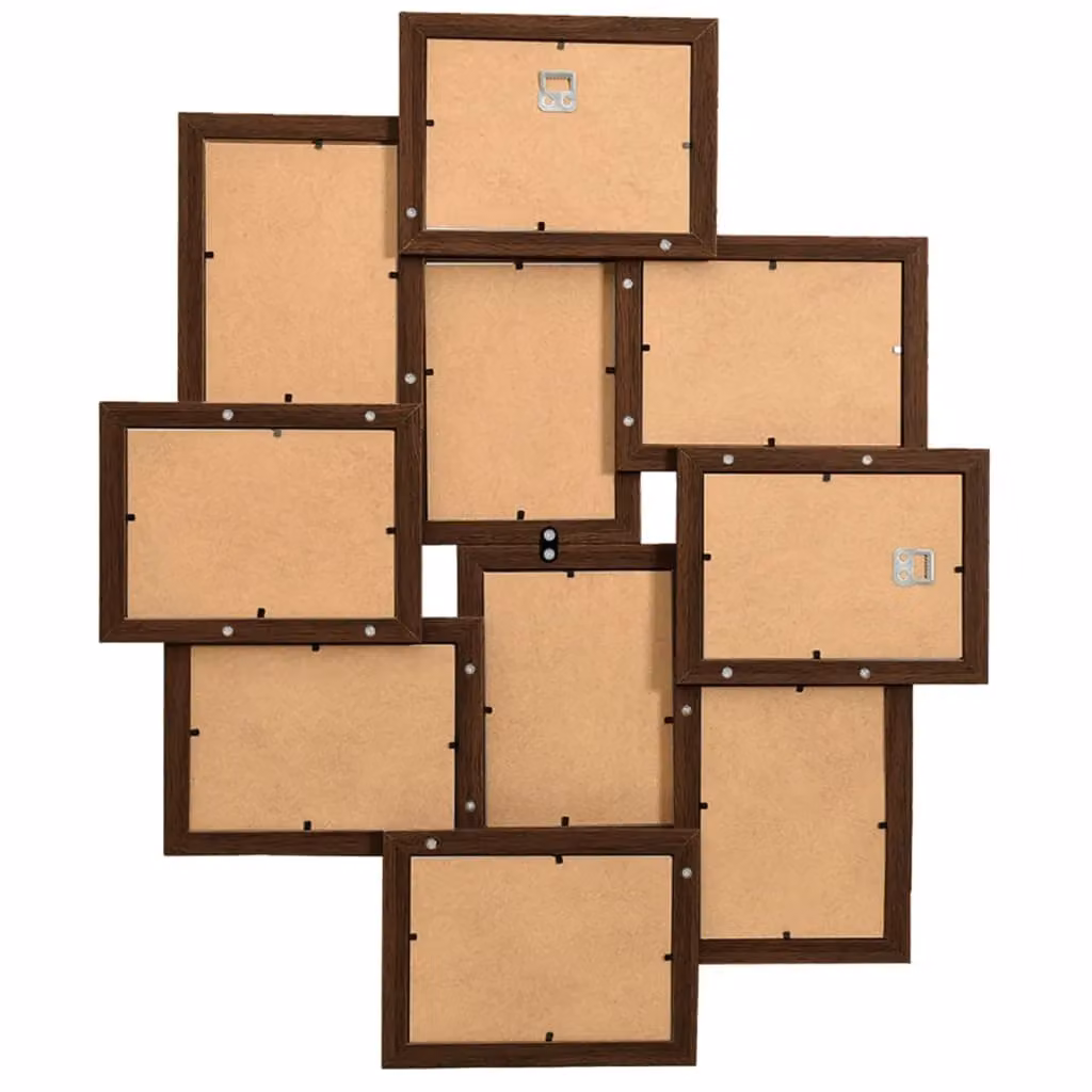 Berkfield Home Modern Rectangular Collage Photo Frame for 10 Pictures, Dark Brown – 3