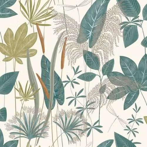 Grandeco Foliage Sprigs Loma Textured Botanical Floral Wallpaper, Green – 1