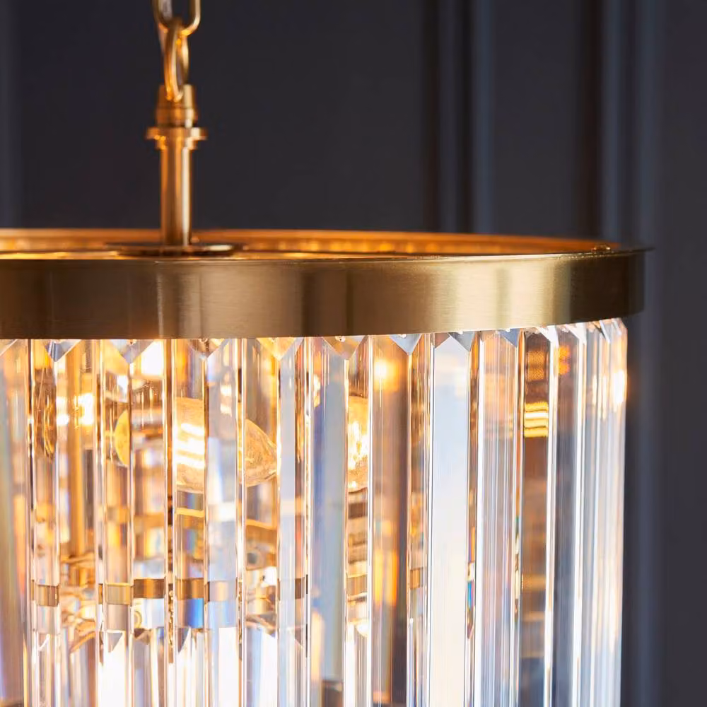 Netlighting Conaston Gold and Transparent Cut Glass Pendant Light with 4x E14 Sockets – 4
