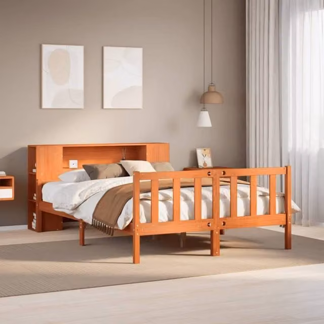 Berkfield Home Sonoma Oak Small Single Wood Bed Frame in Brown