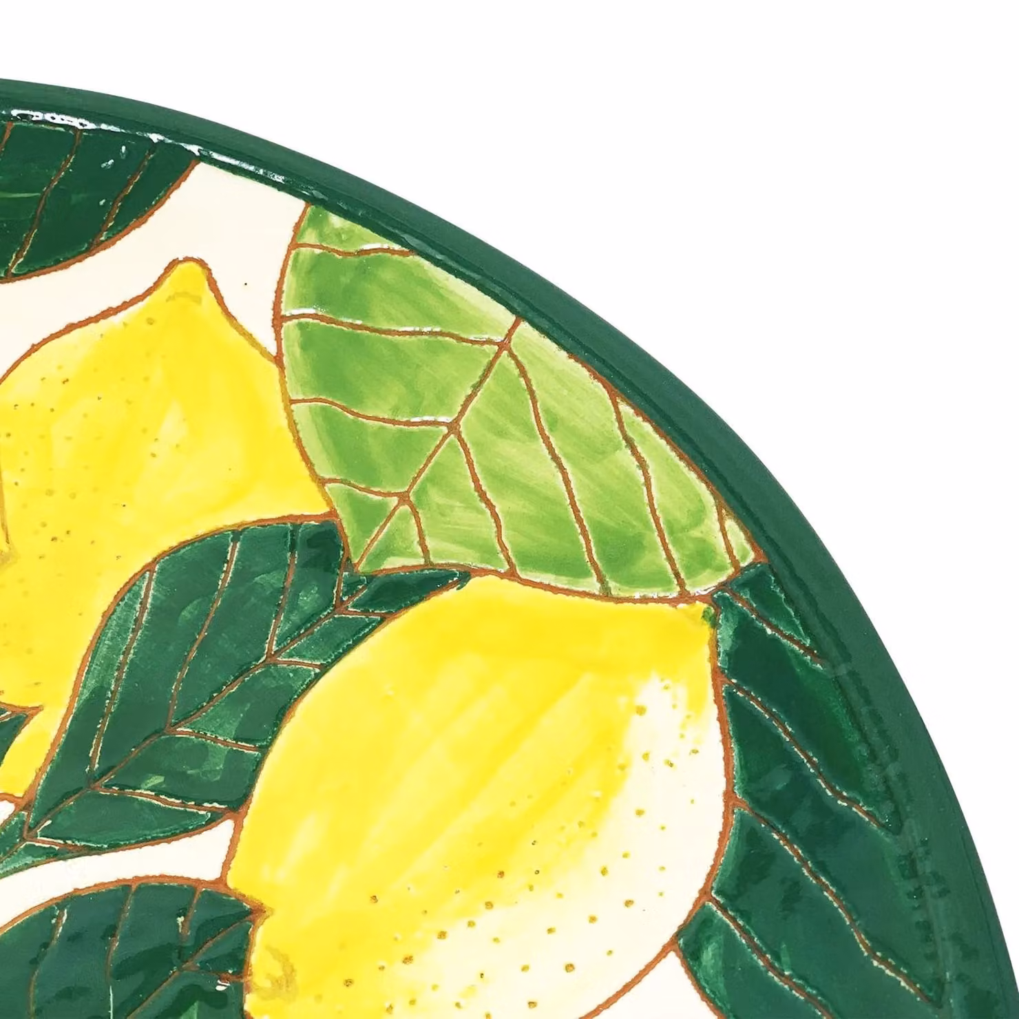 Verano Spanish Ceramics Signature Hand Painted Lemons Ceramic Serving Platter, Multicolour, Diameter: 42 cm – 2