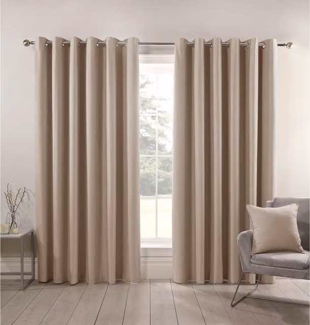 Divante Beige Blackout Eyelet Curtains, Width: 183 cm