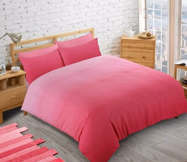 Velosso Elevations Pink Cotton Rich Duvet Cover and Pillowcase Set, W/D/H: 200 x 180 cm and 75 x 75 cm