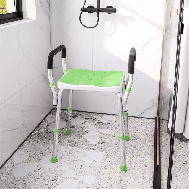 EONLION Green Portable Bath Stool with Height Adjustable Legs and Non-Slip Design – 1