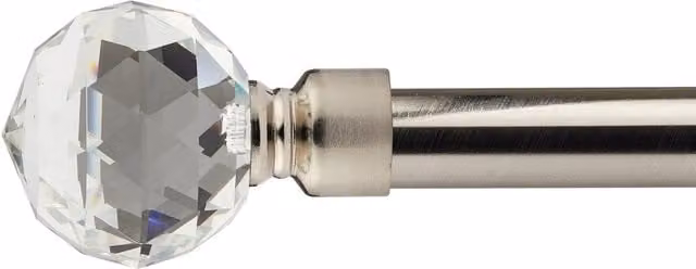 NewEdgeBlinds Cristalla Extendable Eyelet Metal Curtain Pole Set in Satin Silver, 160 cm