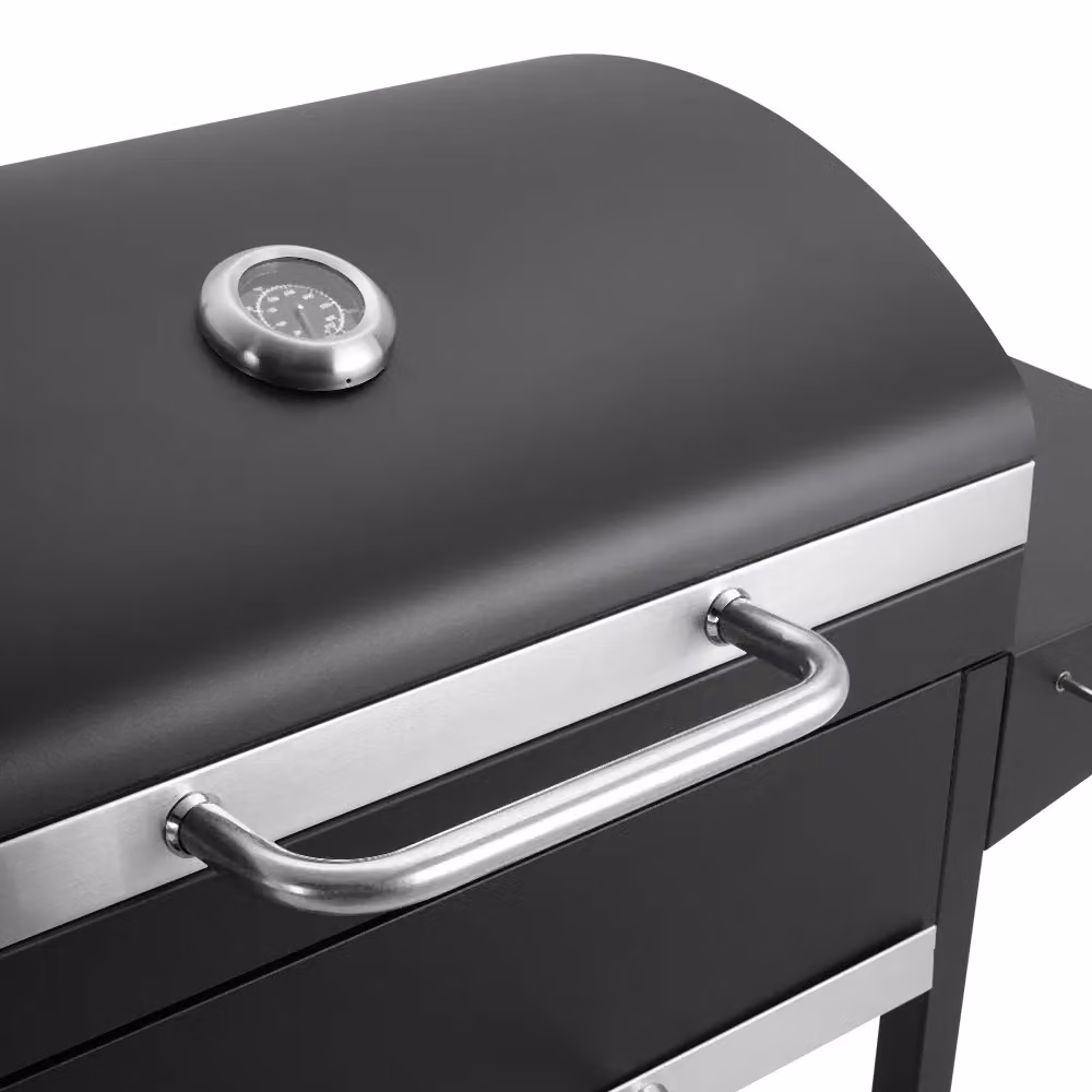 Living and Home Charcoal BBQ Grill with Side Table and Cart in Black Steel, W/D/H: 119 x 50 x 101 cm – 6