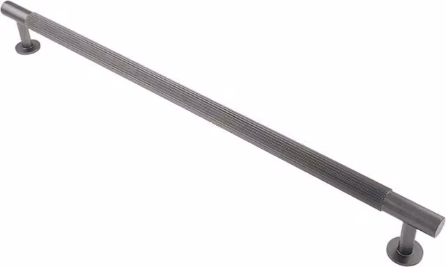 Handle & Home Reeded Detail Bar Cabinet Handle in Anthracite Grey with Brass Finish, Hole Centres: 320 mm, Length: 350 mm