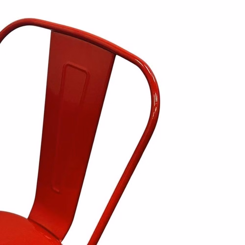 PAWNORA Set of 4 Red Metal Industrial Tolix Style Dining Chairs – 4