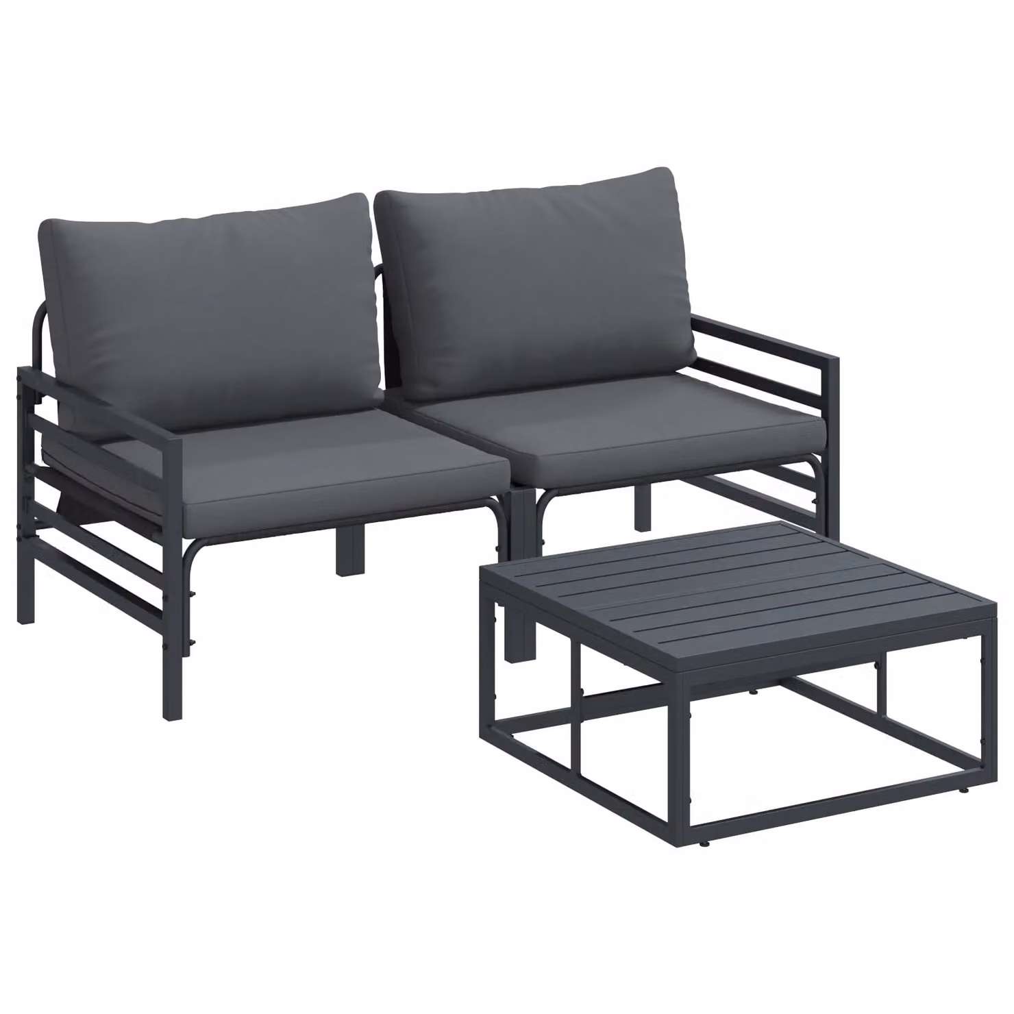 Berkfield Home 3 Piece Anthracite Garden Sofa Set with Powder Coated Steel Frame and Cushions – 2