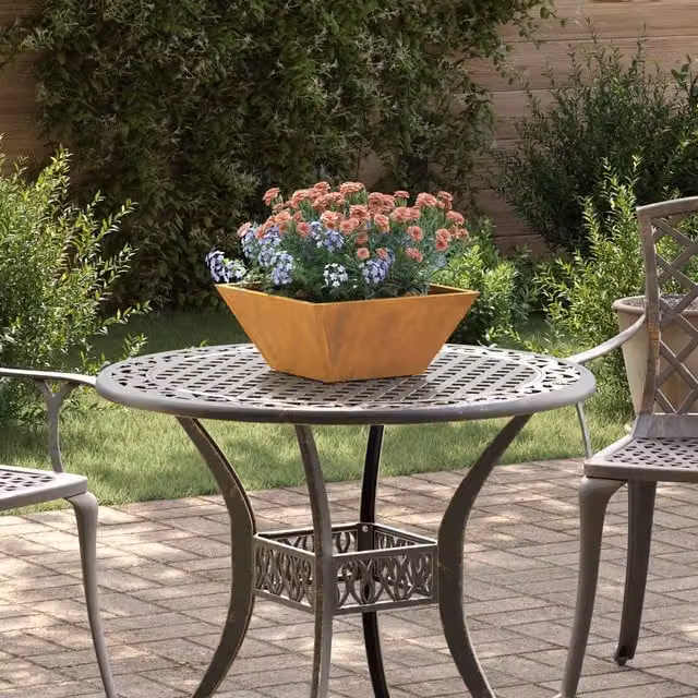 Berkfield Home Garden Bowl Planters, 5 Piece Set in Brown and Multicolour Weathering Steel, W/D/H: 35 x 35 x 15 cm – 1