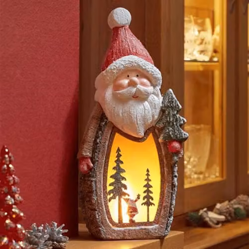 Samuel Alexander Light Up Christmas Woodsman Glow Santa with LEDs, Brown and White, Height: 45 cm