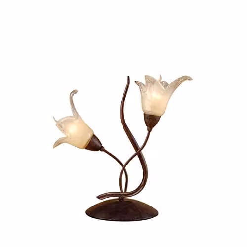Netlighting Florida Table Lamp with 2 E14 Bulbs in Brown and Black Oxide – 1