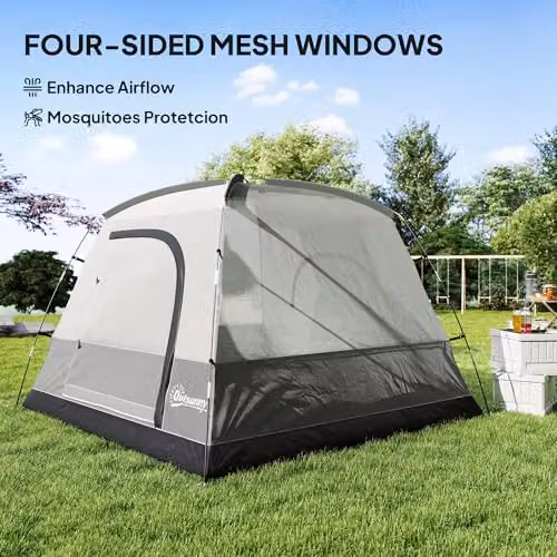 Outsunny 3-4 Person Easy Set Up Dome Camping Tent in Dark Grey – 5