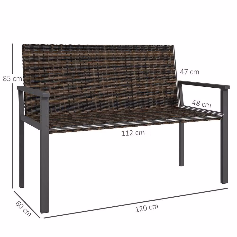STILVORA 2 Seater Garden Bench with Quick-Dry Padding in Brown – 3