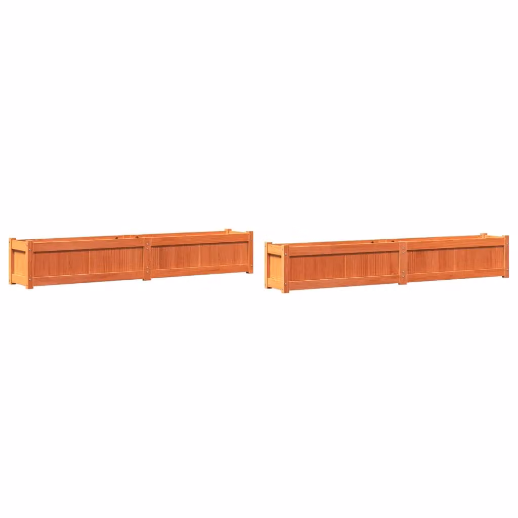 Berkfield Home Garden Wax Brown Solid Wood Pine Planter Tub, 2 Pack – 2