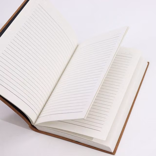 KDMK Hardcover Daily Notebook with Lined Paper in Black, Beige and Brown