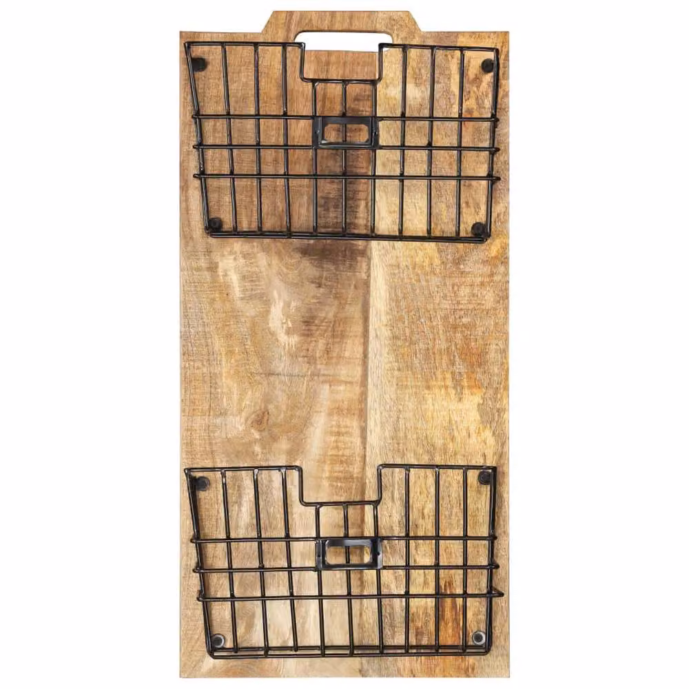 Berkfield Home Wall-mounted Rustic Mango Wood Magazine Rack in Brown, W/D/H: 33 x 10 x 67 cm – 2