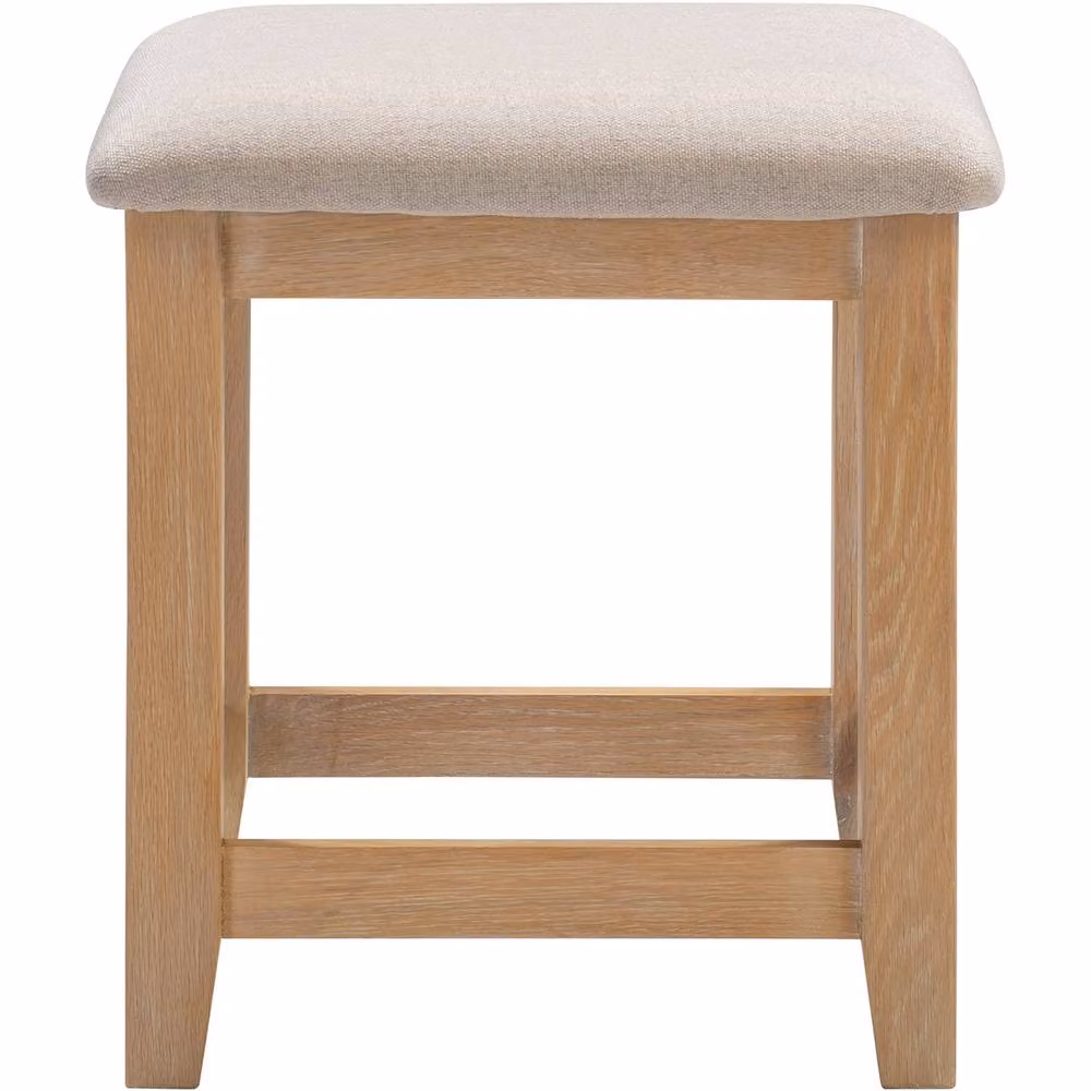 Seconique Windsor Ivory Dressing Table Stool in Light Oak with Beige Fabric Seat – 2