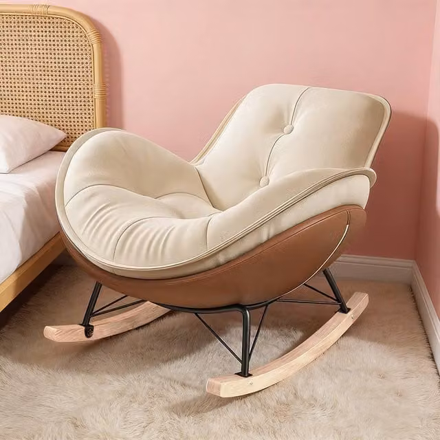 FORGEVIO Brown Coffee Rocking Recliner Chair and Lazy Sofa for your Living Room or Balcony