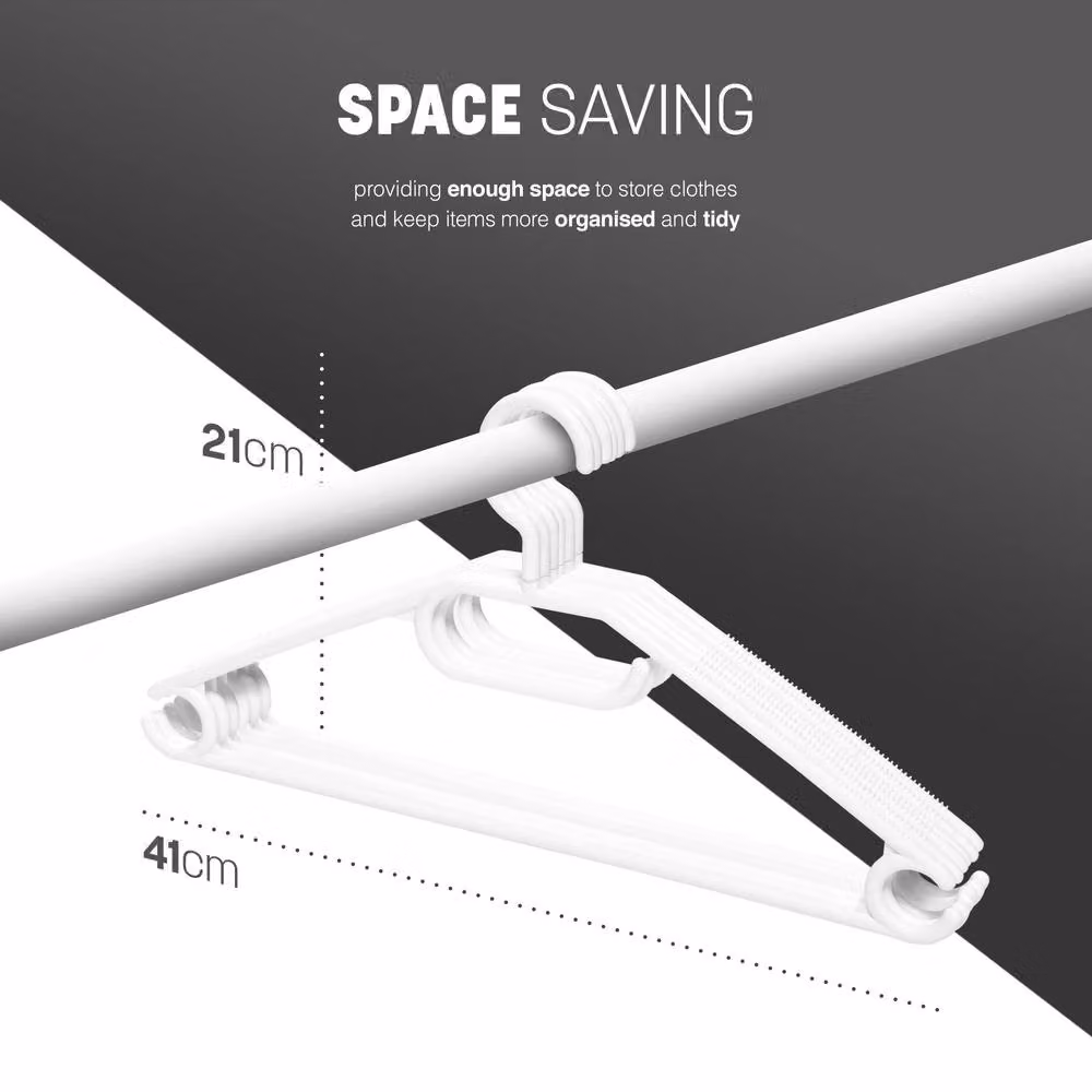 Keplin Space Saving Plastic Coat Hangers with Swivel Hook, White, 20 Pack – 2