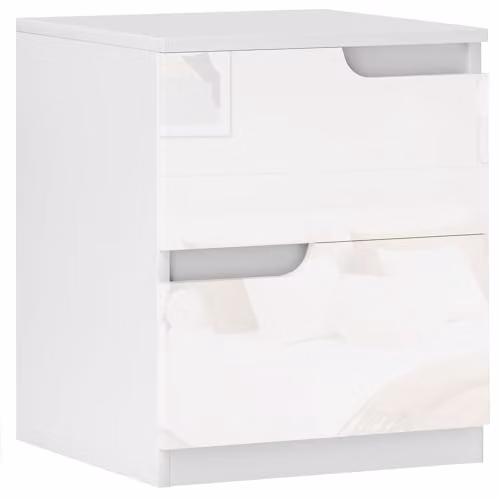 HOMCOM Modern Glossy White Bedside Table with 2 Drawers, W/D/H: 40 x 40 x 48 cm – 1