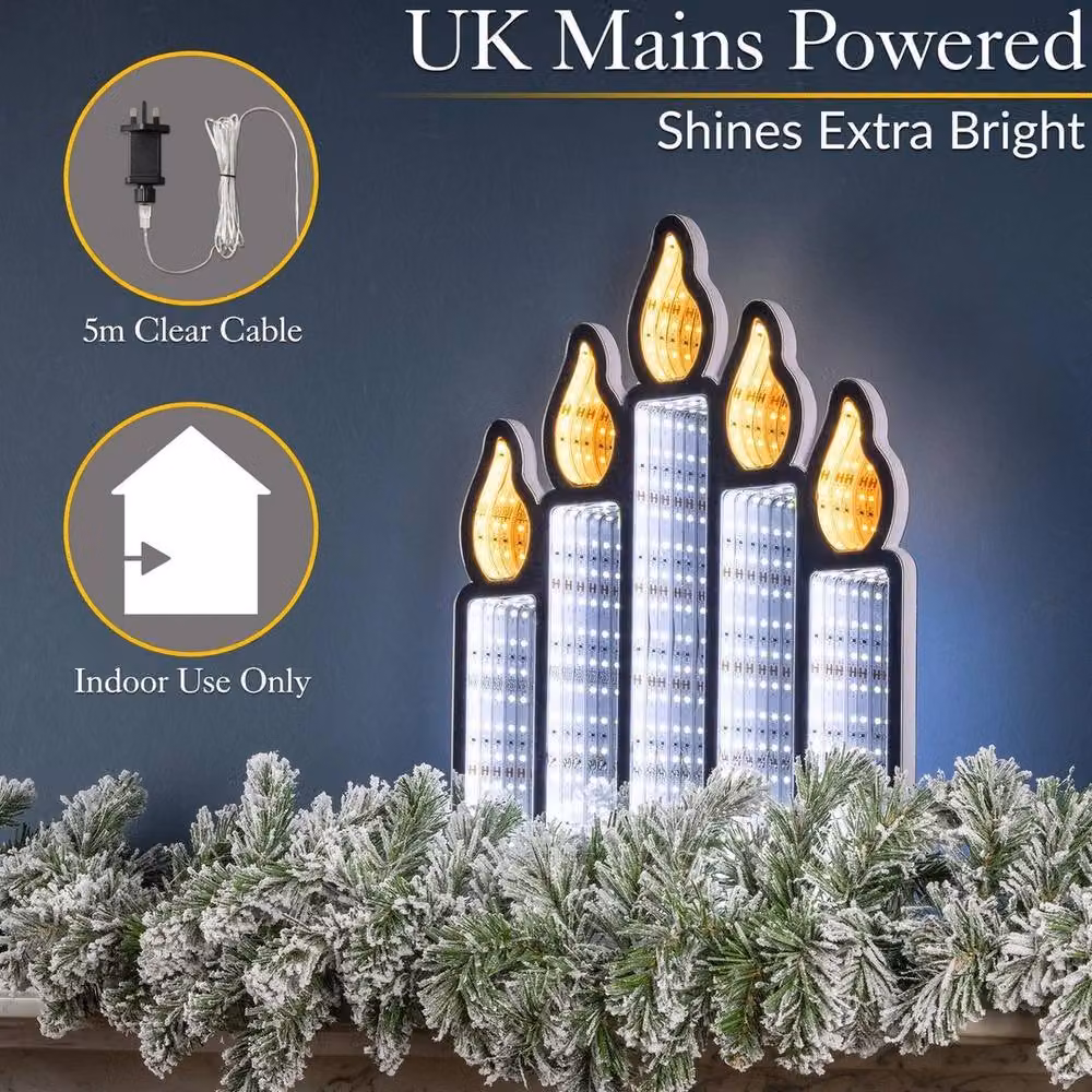 NESTLUNE Christmas Infinity Light LED Candle Bridge Indoor Decoration, White, W/D/H: 100 x 15 x 40 cm – 3