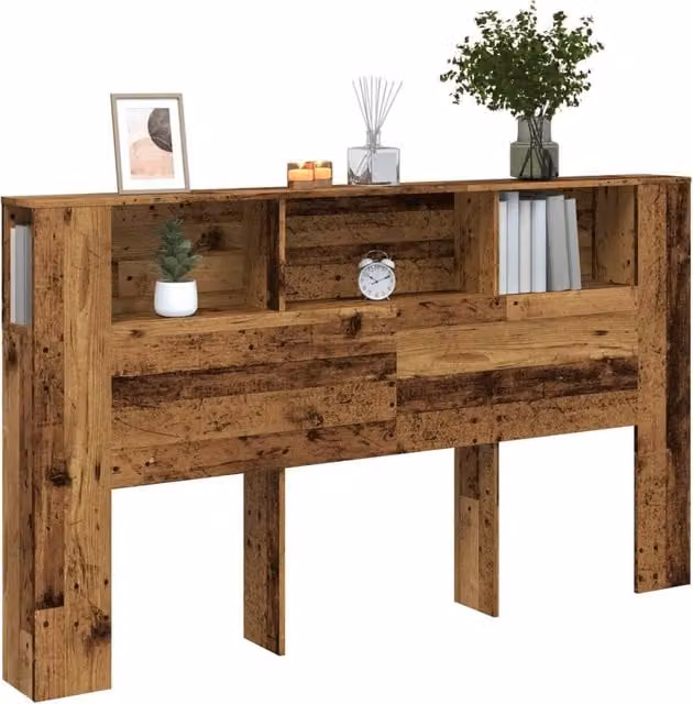 Berkfield Home Headboard Cabinet in Brown Old Wood, W: 180 cm, D: 18.5 cm, H: 102.5 cm