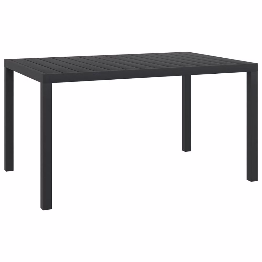 Berkfield Home Black Rectangular Garden Table in Powder Coated Aluminium and WPC, W/D/H: 150 x 90 x 74 cm – 2