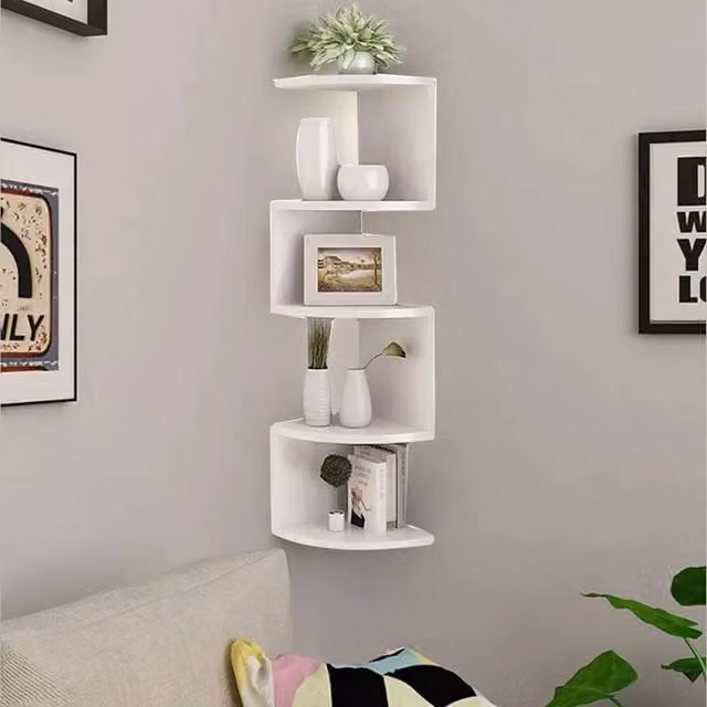 EONLION 5 Tier White Corner Floating Wall Shelves